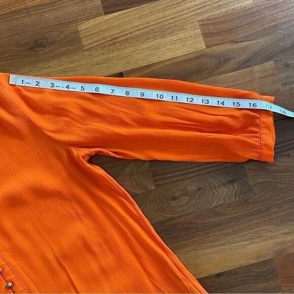 🍋 Banana Republic • Women’s Burnt Orange 3/4Sleeve Blouse w/Gold Buttons Size S - Picture 10 of 12